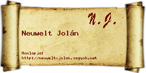 Neuwelt Jolán névjegykártya